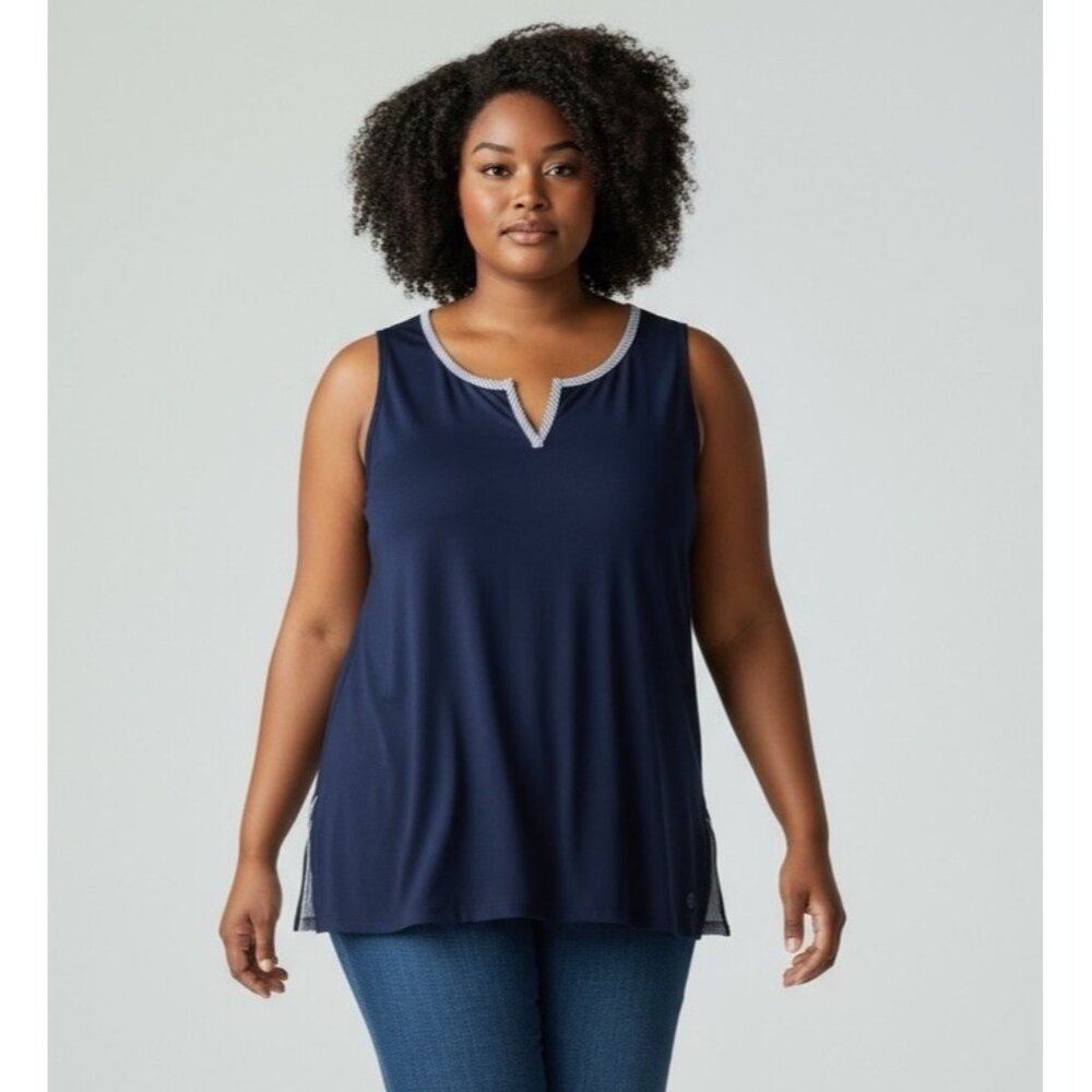 *New Lane Bryant Sleeveless Top Womens Plus 22/24 Blue Beach Coastal Cottagecore